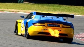 Aston Martin Centenary race video at Brands Hatch  Flames Sounds and Scenes HD [upl. by Nerahs]