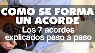 Como se Forma un Acorde en la Guitarra  Teoría Fácil y Práctica con los 7 Acordes  Principiantes [upl. by Eul576]