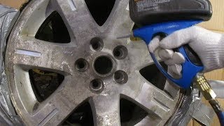 How to use a sandblaster to refinish aluminum rims [upl. by Alice]