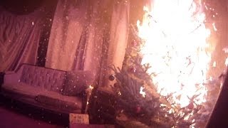 Christmas tree fire demonstration [upl. by Kciredes371]