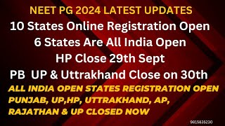 NEET PG 2024 10 States Registration Still Open Including 6 All India Open Private Statesneetpg2024 [upl. by Noreg787]