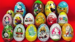 17 Surprise Eggs Kinder Surprise Cars 2 Zaini Spongebob Thomas [upl. by Ayital987]