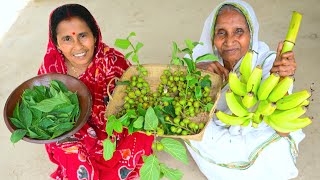 ডুমুর কাঁচা কলা আলু দিয়ে গাদালি পাতার স্বাস্থকর রান্না  Summer season healthy reicpes  villfood [upl. by Lucienne]