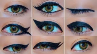 9 Different Eyeliner Looks  EASY Eyeliner Tutorial for Beginners  How to do eyeliner [upl. by Nnaeirb]