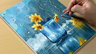 Rainy Day Painting  Acrylic Painting for Beginners [upl. by Enitsud375]