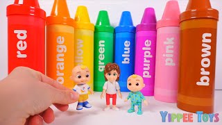 Explore Colors with Cocomelon Toys and Giant Crayons 🎨🖍️  Fun Surprises Inside for Kids [upl. by Linders]