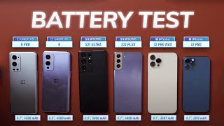 OnePlus 9 Pro vs Galaxy S21 series vs iPhone 12 BATTERY TEST [upl. by Leahkim]