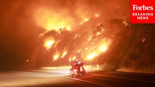 Line Fire In Southern California Continues To Burn Causes Huge Clouds Of Smoke [upl. by Nirad297]