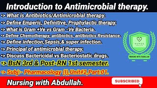 Introduction to Antibiotics in urdu hindiBsn 3rdPostRn 1st semesterUnit2part 1 pharmacology [upl. by Esinart918]