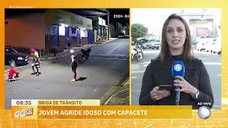 BRIGA DE TRÂNSITO JOVEM AGRIDE IDOSO COM CAPACETE [upl. by Imelda]