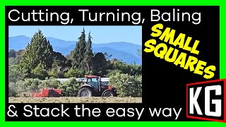 Hay Cutting Turning Baling and Stacking [upl. by Nagyam]