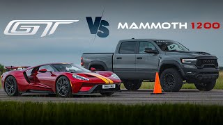 Shmee150 Races His Ford GT Against Our 1200 HP MAMMOTH 1200 RAM TRX [upl. by Joellen]