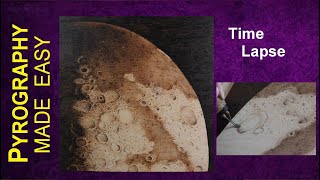 Pyrography Art  Cratered Moon wood burning time lapse [upl. by Dido]