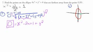 Optimization of the Distance from a point on an ellipse [upl. by Jallier]