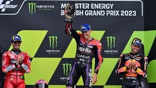 MotoGP  Aleix Espargaro royal en GrandeBretagne Bagnaia conforte sa place de leader [upl. by Eidok922]