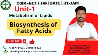 Metabolism of Lipids  Biosynthesis of Fatty acids  L21 [upl. by Danella289]