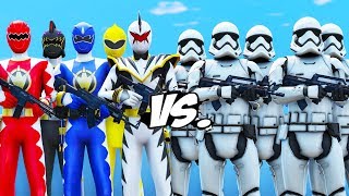 POWER RANGERS DINO THUNDER VS STORMTROOPERS ARMY [upl. by Portie]