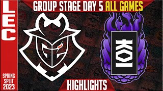 G2 vs KOI Highlights ALL GAMES  LEC Group Stage Day 5  G2 Esports vs KOI [upl. by Bascio]