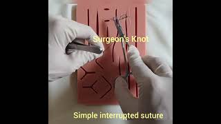 SIMPLE INTERRUPTED SUTURE WITH SURGEONS KNOT  HD Demo [upl. by Tem]