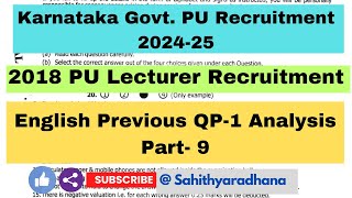 2018 PU Recruitment Previous English Literature Question Paper Analysis part8 NETSETGPTHSTR [upl. by Hawkins]