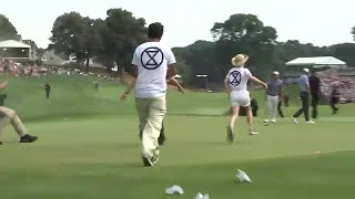 Protestors disrupt Travelers Championship in Cromwell [upl. by Wilson]