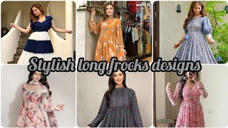 stylish new long frocks designs trending frock for girlsnew designs frocks [upl. by Balkin]