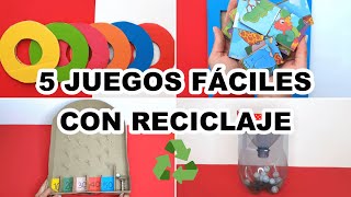 5 JUEGOS MUY DIVERTIDOS CON RECICLAJE  FÁCILES Y BARATOS [upl. by Berriman]