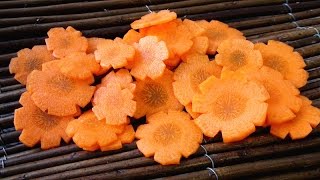 How To Make Carrot Flowers  Vegetable Carving Garnish  Sushi Garnish  Food Decoration [upl. by Joliet824]