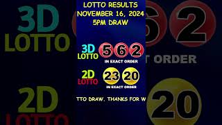 Lotto Result November 16 2024 5pm Draw shorts [upl. by Ulrica]