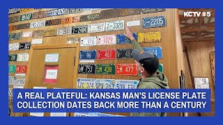 A real plateful Kansas man’s license plate collection dates back more than a century [upl. by Otreblif]