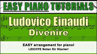 LUDOVICO EINAUDI  Divenire  arrangement for easy piano [upl. by Nwahc]