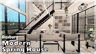 BLOXBURG Modern Spring House Speedbuild interior  full tour Roblox House Build [upl. by Tdnerb]