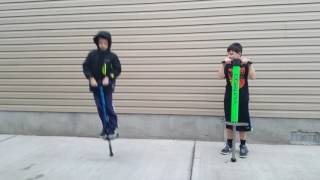 Teaching my little brother how to POGO STICK [upl. by Goober]