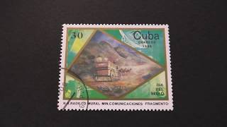 Postage stamp Cuba Correos RRRadillo Mural minComunicaciones 1989 Price 30 centavos [upl. by Adelheid]