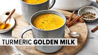 GOLDEN MILK TURMERIC MILK  dairyfree vegan golden milk recipe [upl. by Elleina]