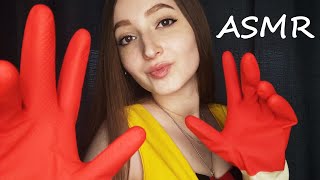 ASMR Red Latex Gloves  No Talking  Tingles amp Triggers [upl. by Adlen872]