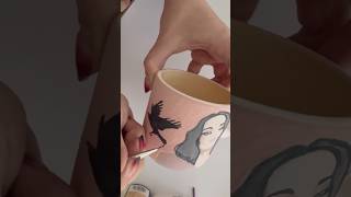 Glaze painting art ceramics glazing process portrait painting handmadeceramics handmade mug [upl. by Rolph]