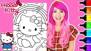 Coloring Hello Kitty Rainbow Swirls Coloring Page  Ohuhu Art Markers [upl. by Melanie798]