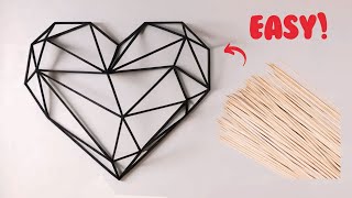 How to make Geometric Heart with Sticks  Perfect for Decor [upl. by Yenettirb]