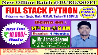 FULL STACK PYTHON Offline Training  DURGASOFT [upl. by Levison]