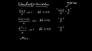 Gränsvärden del 14  härledning av övriga standardgränsvärden då x går mot noll [upl. by Boy]