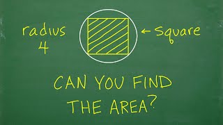 A square is inscribed in a circle with radius  4 what is the area of the square [upl. by Itnaihc]