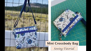 Mini crossbody bag  with zipper closure  sewing tutorial [upl. by Nilson]