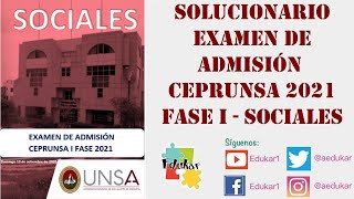 SOLUCIONARIO EXAMEN CEPRUNSA 2021 FASE I  SOCIALES [upl. by Yunick]