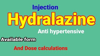 injection hydralazine available form and dose calculations anaesthesiawithbabar2576 [upl. by Mellie]