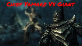 Skyrim This Should Only Take A Second Orc Chief vs Giant [upl. by Lilia130]