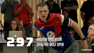 PBA Nearly Perfect  Andrew Anderson Bowls 297 in the 2018 PBA Wolf Open Semifinals [upl. by Immas]