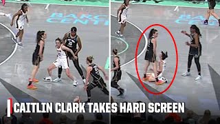 Caitlin Clark takes HARD screen from Breanna Stewart 😬  WNBA on ESPN [upl. by Rutherford251]