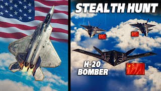 STEALTH HUNT  F22 Raptor Vs J20 Mighty Dragon  H20 Bomber  Digital Combat Simulator  DCS [upl. by Goldi385]