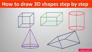 Draw 3D shapes step by step [upl. by Kahlil]